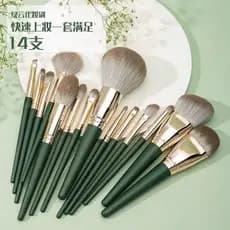 14 pçs nuvem verde conjunto de pincéis de maquiagem conjunto completo ferramentas de maquiagem de cabelo macio iniciante
