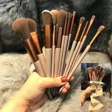Padrão de flor 13 peças Conjunto de pincéis de maquiagem de cor de chá de leite Pincel de pó solto Pincel de sombra Pinc