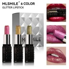 Conjunto de batom piscante MLSMILE cor metálica copo não pegajoso batom diamante à prova d'água AZD4