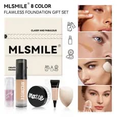 MLSMILE Conjunto Facial Fosco Pó Solto Base Líquida + Primer de Maquiagem Livre Maquiagem Ovo Fundação Amostra GODN