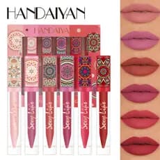 Handaiyan batom 6 cores conjunto de brilho labial de longa duração à prova d'água copo antiaderente fosco esmalte labial