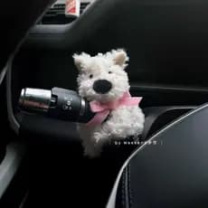 Decoração de painel de carro em forma de cachorrinho de pelúcia, ornamento para a tela de controle central, acessório de