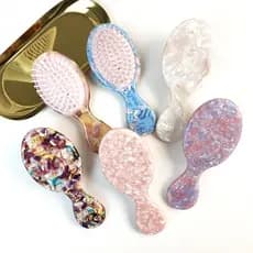 Escova de cabelo de alta qualidade em material acetato, com almofada de ar oval para massagem, portátil, desembaraça os