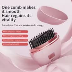 [Grande Promoção] Alisador de Cabelo Sem Fio com Íons Negativos, Mini Escova Alisadora Recarregável Portátil para Viagen