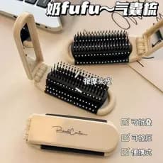 Escova de cabelo portátil com almofada de ar e espelho para mulheres, dobrável e compacta, escova especial com airbag, m