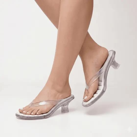 Tamanco Feminino Salto Taça Baixo Transparente Confort