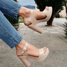 Sandália Salto Feminino Tendência Confortável 11Cm