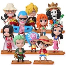 10 peças/Set Anime japonês <One Piece> Chapéu de palha Piratas Luffy, Zoro, Chopper, Nami, Robin, Kaji, Usop, Brook, Fra
