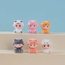 6 ornamentos de resina de gato dimo de veludo sentado, adequado para body de travamento DIY postura em pé dimo gatinho c