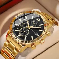 Relógio Masculino CRRJU Novo Original em Aço Inoxidável, Cronógrafo com Ponteiro Luminoso, Estilo Casual de Negócios, Es