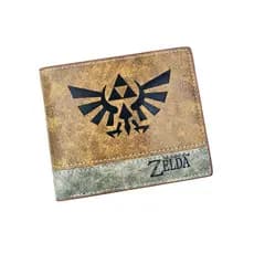 Carteira curta cáqui de anime com dobra dupla, porta-moedas de desenho animado The Legend of Zelda, bolsa com zíper T1VQ