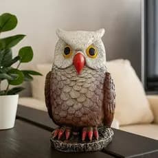 Estatua de Coruja Decorativa Para o Lar Espanta Pássaros Simbolo de Sabedoria em Gesso Decoração