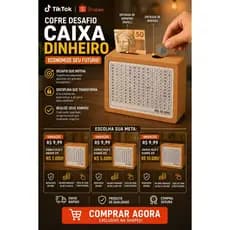 Cofre Cofrinho Método Japonês Desafios 1Mil/5Mil/10Mil Caixa Dinheiro MDF Poupança Contador Presente