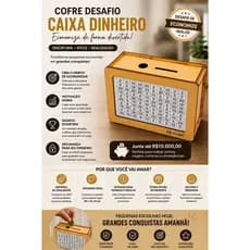 Cofre Desafio Em MDF Personalizado Met1Mil/5Mil/10Mil Cofre Cédulas E Moedas