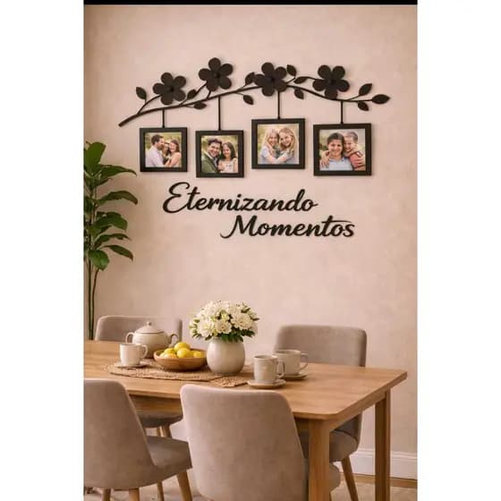 Painel Decorativo Porta-Retrato MDF 4 Fotos – Ideal para Sala, Quarto ou Presente