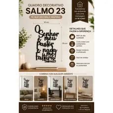 Quadro Decorativo Salmo 23 Senhor é Meu Pastor 20x30cm MDF Decoração Cristã Sala