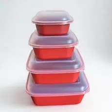 Kit 4 potes multiuso container tamanhos variados cores hermético