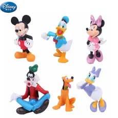 Conjunto de 6 peças de brinquedos de personagens de desenhos animados da Disney, Mickey, Goofy, Minnie, modelo de boneca
