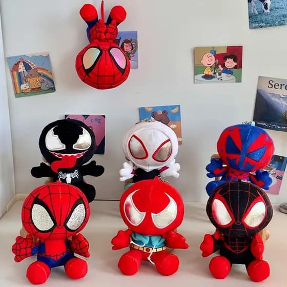 Brinquedo de pelúcia do Homem-Aranha de 13cm, boneco de super-herói fofo em versão Q, pingente de bolsa com personagem d