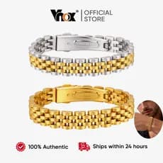 Pulseira de relógio Vnox em aço inoxidável, unissex, cor dourada/prateada, polida, estilo cubano, joia.