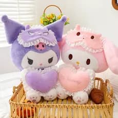 Brinquedo de pelúcia Sanrio de 25/35cm, Kuromi My Melody, brinquedo de pelúcia fofo, presente de aniversário, carruagem