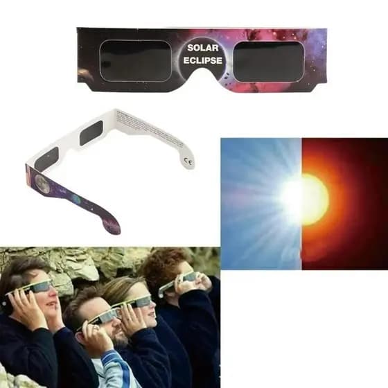 Conjunto de 5 peças de óculos para eclipse solar em cores aleatórias para observação de eclipse solar 3D ao ar livre, óc