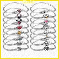 Máscara em formato de coração, pulseira DIY, banhada a prata S925 + bolsa de veludo 5DFS