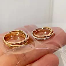 Anel feminino de três cores, feito de aço titânio, prata, ouro rosa e aço inoxidável, design três em um, não desbota, un