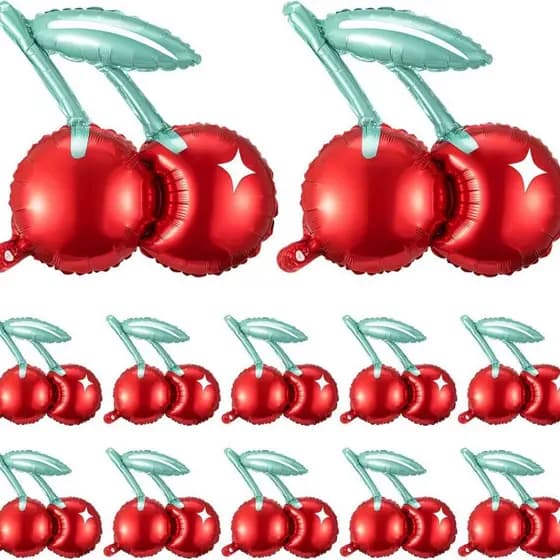 6 peças/pacote Balões de Folha Vermelhos de Cereja para Aniversário Infantil, Balões de Festa de Frutas para Meninas ZJP