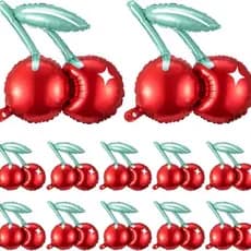 6 peças/pacote Balões de Folha Vermelhos de Cereja para Aniversário Infantil, Balões de Festa de Frutas para Meninas ZJP