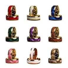 Anel de Ouro em Aço Inoxidável com Incrustação de Concha de Abalone de 8mm para Homens, Joia para Casamento, Noivado e F