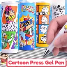 4 peças/caixa Caneta Gel Retrátil Cartoon Crayon Shin-chan/Snoopy/Disney 0.5mm Tinta Preta de Secagem Rápida MRMO