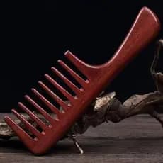 Pente De Madeira De Dente Grande Largo Sândalo Natural Feito À Mão Para Mulheres Homens Cabelos Lisos Cacheados