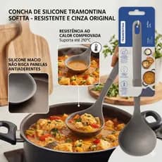 Concha De Silicone Tramontina Softta Resistente Cinza Original Panela Antiaderente