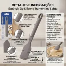Espátula De Silicone Tramontina Softta Resistente Cinza Pão Duro Original