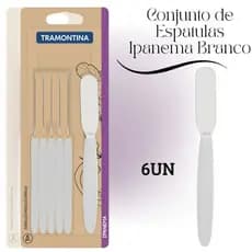 Kit Jogo 6 Espátulas Para Manteiga Patê Geleia Tramontina Ipanema Inox Original Cores Preta Branca Vermelha Azul