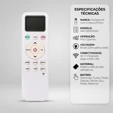 Controle Remoto Ar Condicionado Compatível Com Philco PAC12000FGR2 Wi-Fi