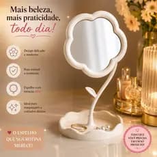 Espelho de Mesa de Penteadeira com Base Porta Joias – Praticidade para o Dia a Dia