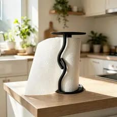 Porta Papel Toalha de Mesa Decorativo Antiderrapante Cor Preto| Suporte Organizador para Cozinha e Bancada