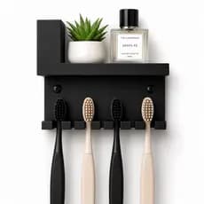 Suporte Organizador de Escova de Dente Minimalista Suporte de Parede para Banheiro Moderno Porta Escova de Dente Premium