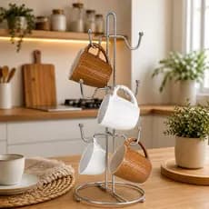 Suporte Porta Xícaras de Inox 6 xícaras – Organize sua Cozinha com Estilo e Praticidade ☕