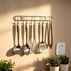 Cabideiro de Parede em Aço Inox Resistente com Ganchos | Organizador Multiuso Fácil Instalação