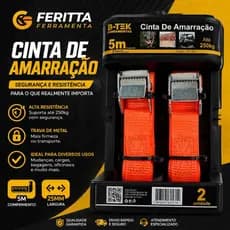 Kit 2 Cinta de Amarração 5m 25mm com Catraca | Fixação de Cargas Transporte| Alta Resistência
