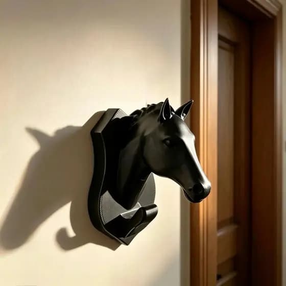 Gancho Cavalo Decorativo Parede Cabideiro Organização Casa Fazenda Preto