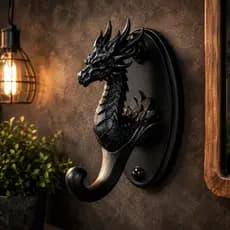 Gancho de Parede Dragão Decorativo Preto Porta Toalha Cabideiro Organizador Multiuso Banheiro Quarto Sala Escritório