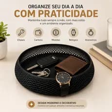 Porta Objetos Bandeja Organizador Redondo Porta Chaves Carteira Decorativo Moderno e Aramado