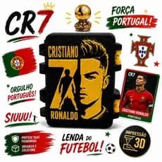 Porta Figurinhas da Copa do Mundo Cristiano Ronaldo CR7 – Organizador de Figurinhas Impresso em 3D
