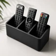 Porta Controle Remoto com 3 Divisórias Organizador para TV Ar Condicionado Mesa Preto