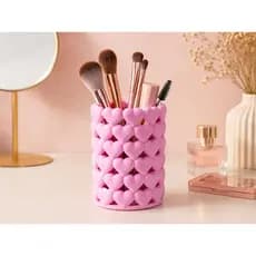 Porta Pincéis de Maquiagem Decorativo Com Corações Organizador Moderno