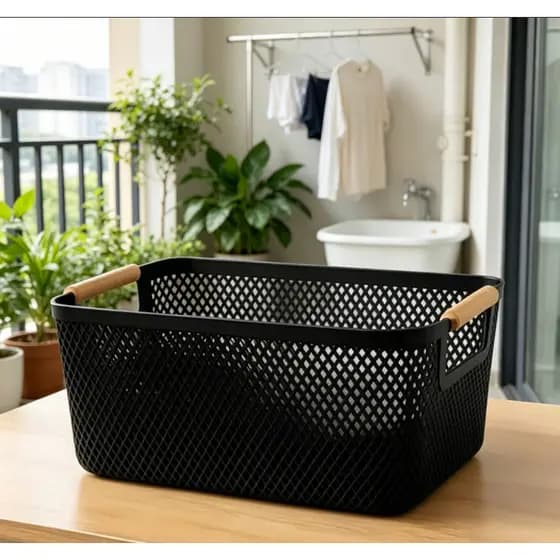 Cesto Organizador de Bambu Multiuso com Alças Resistentes | Perfeito para Casa e Banheiro
